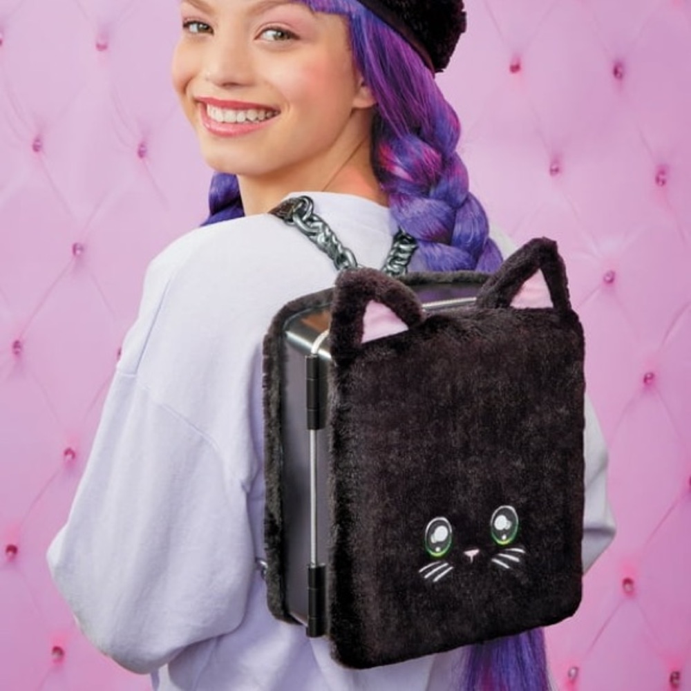 Na! Na! Na! Surprise Doll Fuzzy Black Kitty Cat Backpack